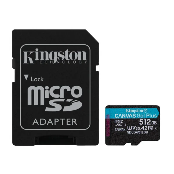 MicroSD KINGSTON 512GB c/Adap Canvas GO! Plus Gen4 (4K Camara-Drones)(8040)