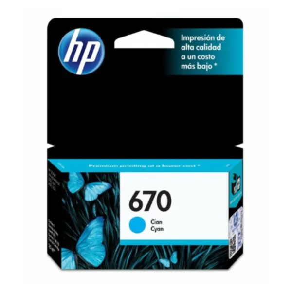 HP 670 CYAN INK CARTRIDGE CZ114AL (9997)