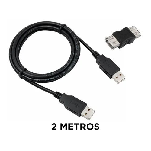 CABLE EXTENSOR USB MACHO A MACHO + ADAPTADOR USB 2 M