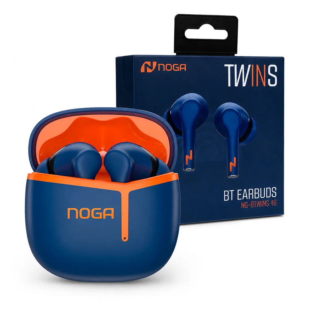 AURICULAR BLUETOOTH IN EAR NG-BTWINS 46 AZUL Y NARANJA