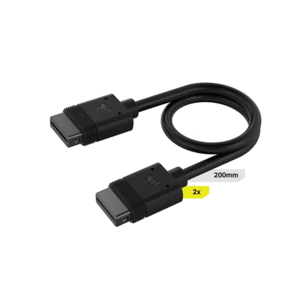Cable CORSAIR iCUE LINK 2x 200mm con conector derecho negro
