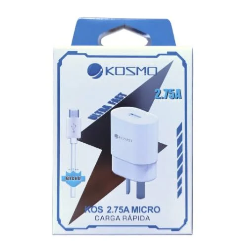 CARGADOR CELULAR 5V 2.75A CON 1 USB + CABLE MICRO USB