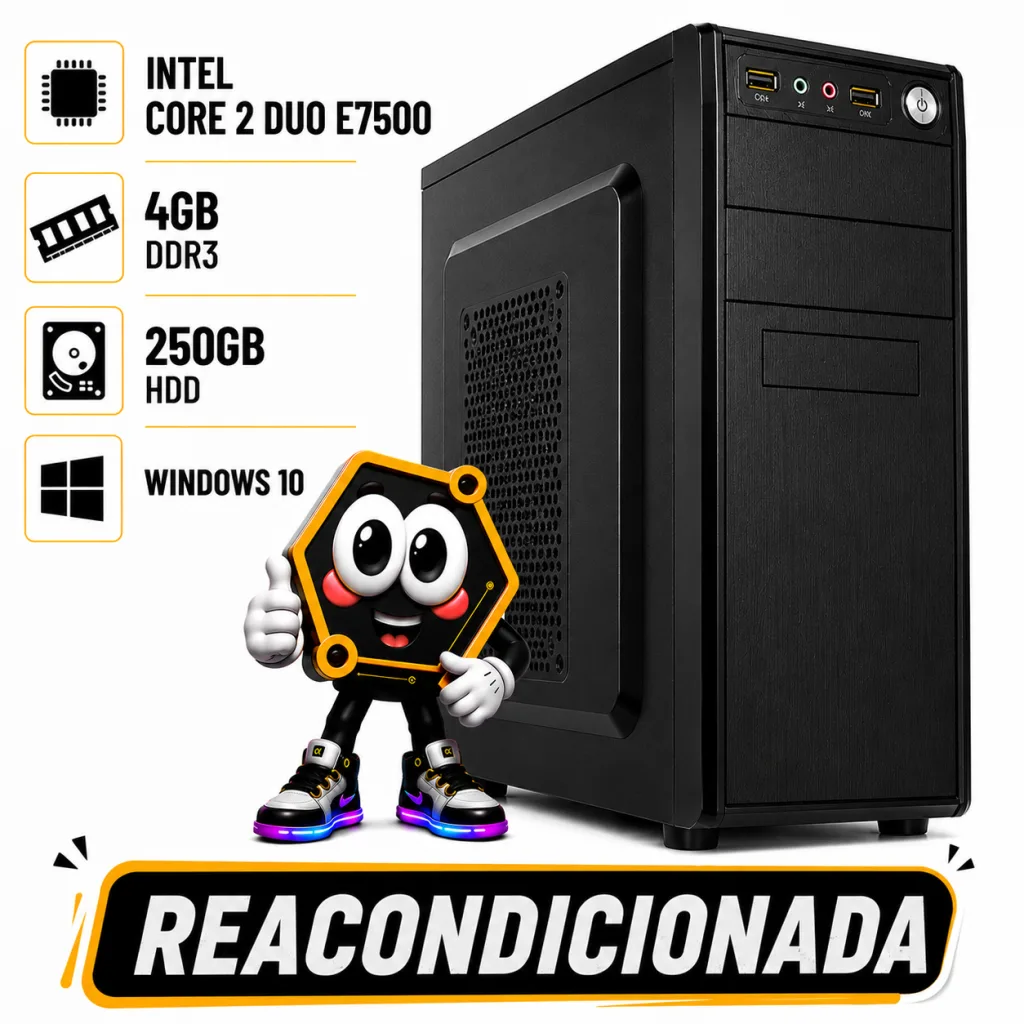 PC INTEL CORE2DUO E7500 / 4 GB DDR3/ HDD 250GB REACONDICIONADA