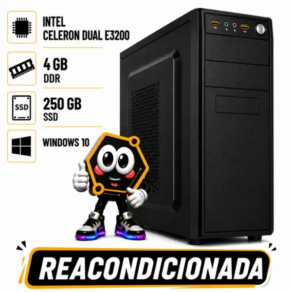 PC INTEL CELERON DUAL E3200 / 4 GB DDR3 / HDD 250 GB REACONDICIONADA