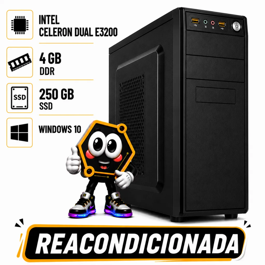 PC INTEL CELERON DUAL E3200 / 4 GB DDR3 / HDD 250 GB REACONDICIONADA