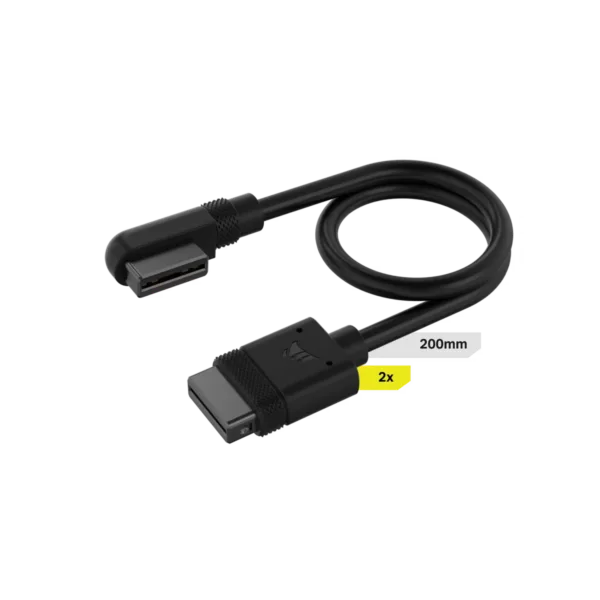 Cable CORSAIR iCUE LINK 2x 200mm con conector 90° negro