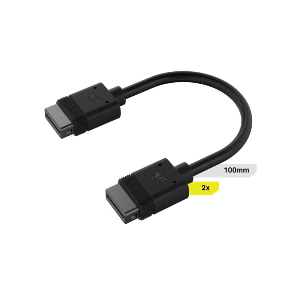 Cable CORSAIR iCUE LINK 2x 100mm con conector derecho negro