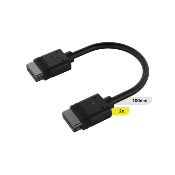 Cable CORSAIR iCUE LINK 2x 100mm con conector derecho negro