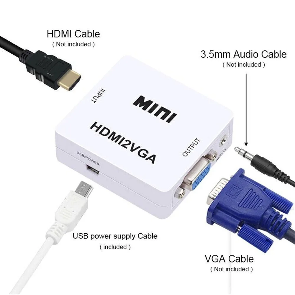 ADAPTADOR / CONVERSOR HDMI A VGA ACTIVO CON AUDIO 3,5