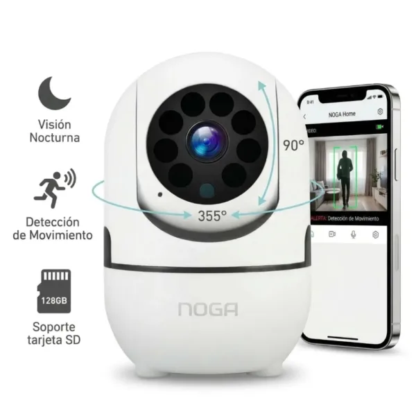 CAMARA DE SEGURIDAD WIFI 720p 355° BLANCA NGW-12