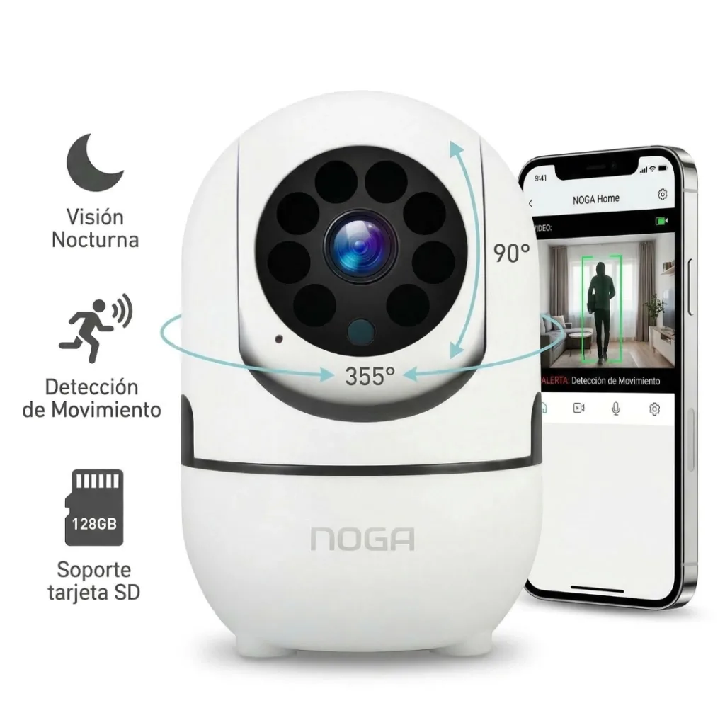 CAMARA DE SEGURIDAD WIFI 720p 355° BLANCA NGW-12