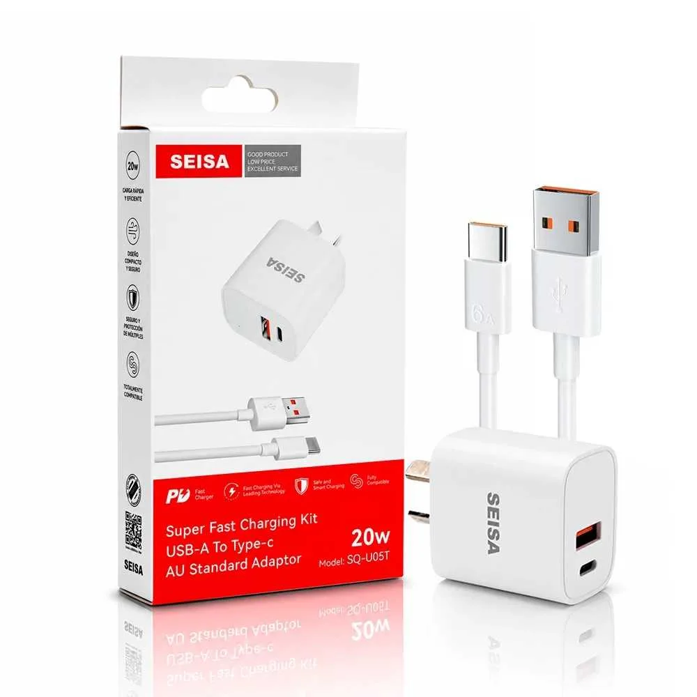 CARGADOR CELULAR 5V 3A CON 1 USB Y 1  TIPO C  + CABLE TIPO C