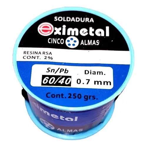 ROLLO DE ESTAÑO XIMETAL 250G 60/40 / DIAMETRO: 0,7mm