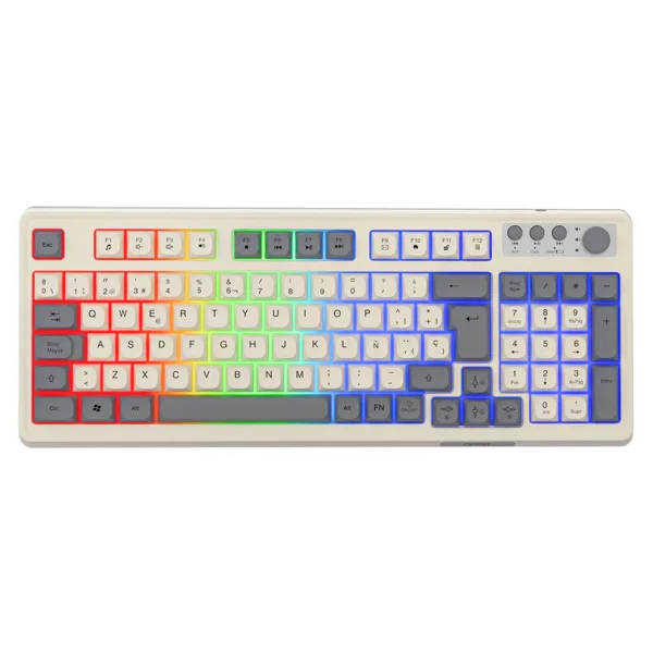 Teclado Noganet retro gamer inalámbrico · Retroiluminado · Batería litio recargable · USB NKB-QW50