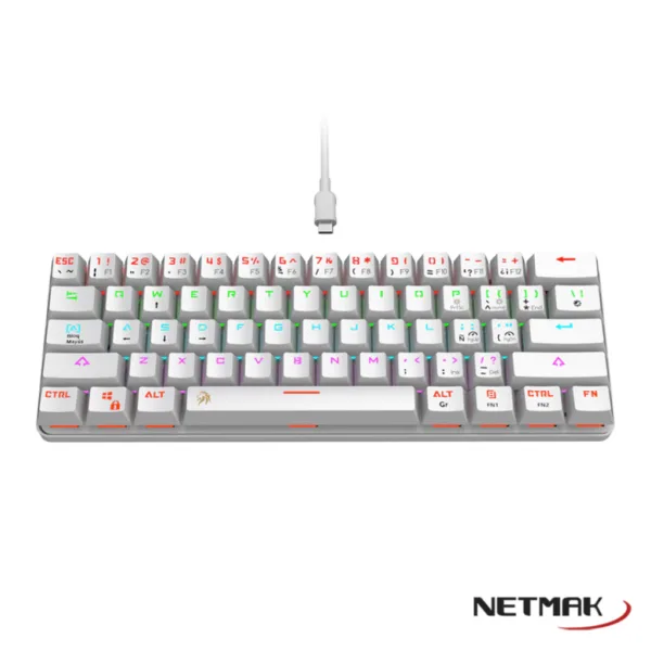 TECLADO USB GAMER MECANICO DOMINATE BLANCO RGB 60%