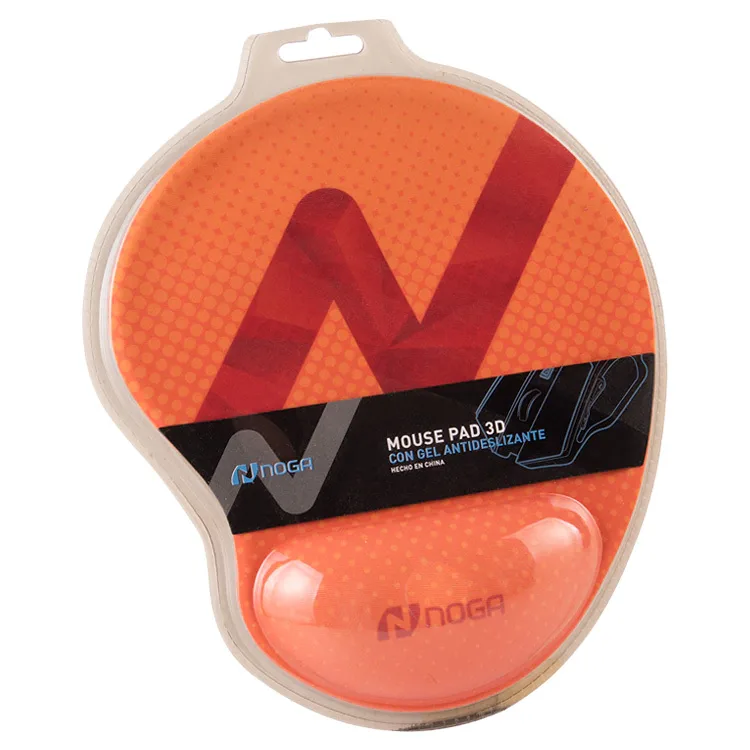 MOUSE PAD 3D DE TELA CON APOYA MUÑECA DE GEL 2.25X2cm NARANJA