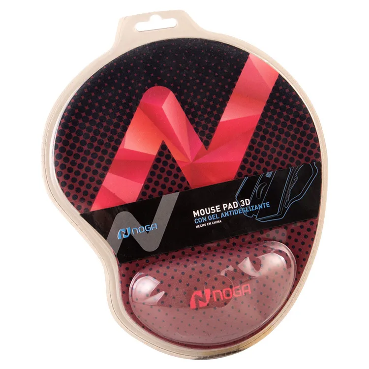 MOUSE PAD 3D DE TELA CON APOYA MUÑECA DE GEL 2.25X2cm NEGRO ROJO
