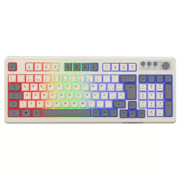 Teclado Noganet retro gamer retroiluminado GRIS · USB · LED multicolor NKB-Q50