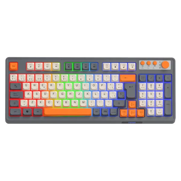Teclado Noganet retro gamer retroiluminado Naranja/Gris · USB · LED multicolor NKB-Q50