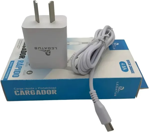 CABEZAL CARGADOR CELULAR CON 2 USB + CABLE DE USB A TIPO C