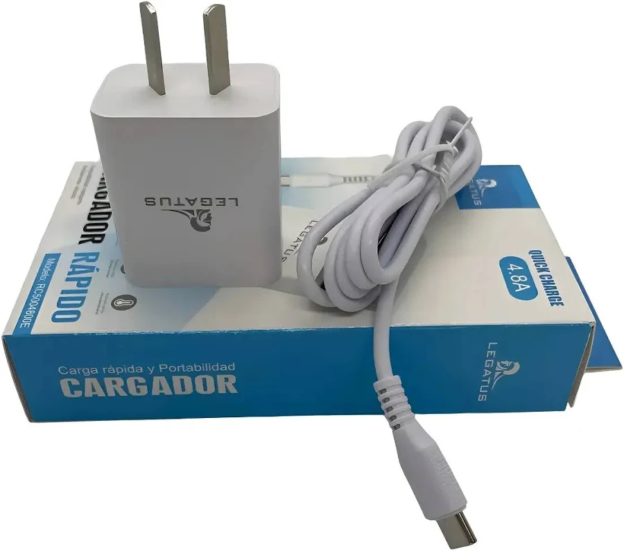 CABEZAL CARGADOR CELULAR CON 2 USB + CABLE DE USB A TIPO C
