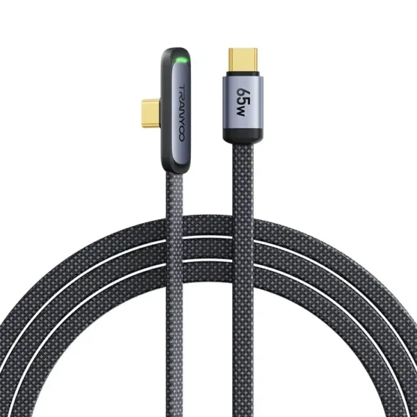 Cable TRANYO CC-3 TIPO C MALLADO 65w conector a 90°