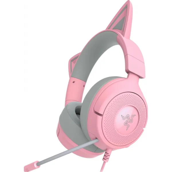 AURICULAR GAMER RAZER KRAKEN KITTY V3 X QUARTZ PINK ANALOG 3.5mm