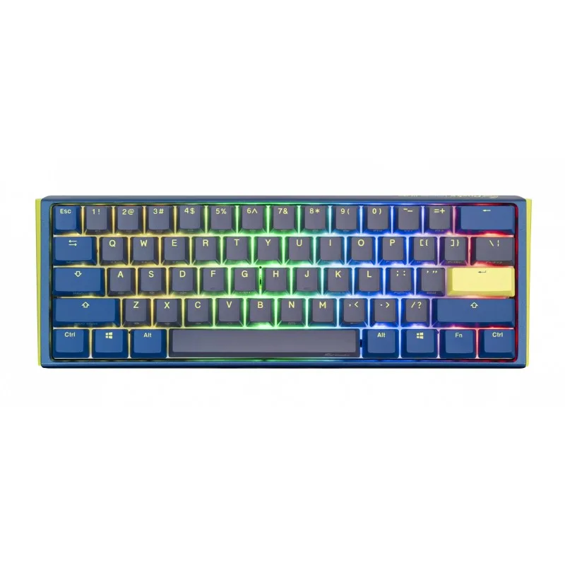 TECLADO MECANICO DUCKY ONE 3 DAYBREAK MINI TECLAS AZULES INTERRUPTOR MARRON INGLES PBT DOBLE DISPARO SIN COSTURAS