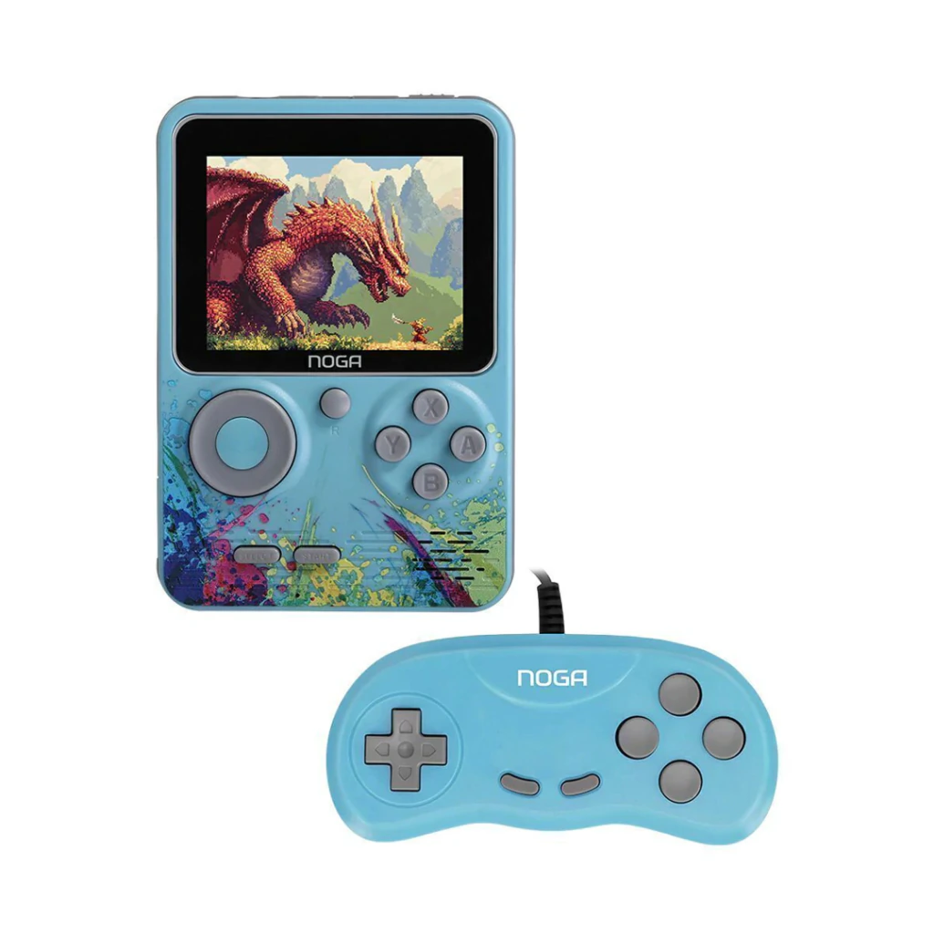 CONSOLA RETRO PORTATIL 8-BIT 500 EN 1 + JOYSTICK CELESTE